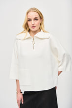 Load image into Gallery viewer, Joseph Ribkoff Vanilla Jacquard Zippered Collared Sweater
