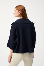 Load image into Gallery viewer, Joseph Ribkoff Jacquard Zippered Collared Sweater in Lipstick Red or Midnight Blue
