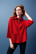 Load image into Gallery viewer, Joseph Ribkoff Jacquard Zippered Collared Sweater in Lipstick Red or Midnight Blue
