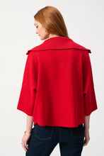 Load image into Gallery viewer, Joseph Ribkoff Jacquard Zippered Collared Sweater in Lipstick Red or Midnight Blue
