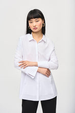 Load image into Gallery viewer, Joseph Ribkoff Optic White Woven Button-Down Blouse With Pockets
