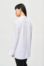 Load image into Gallery viewer, Joseph Ribkoff Optic White Woven Button-Down Blouse With Pockets
