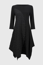 Load image into Gallery viewer, Joseph Ribkoff Black Silky Knit And Jacquard Handkerchief Dress
