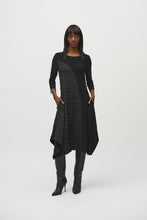 Load image into Gallery viewer, Joseph Ribkoff Black Silky Knit And Jacquard Handkerchief Dress
