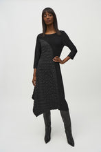 Load image into Gallery viewer, Joseph Ribkoff Black Silky Knit And Jacquard Handkerchief Dress
