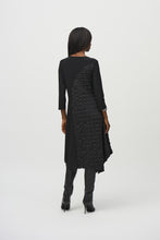 Load image into Gallery viewer, Joseph Ribkoff Black Silky Knit And Jacquard Handkerchief Dress
