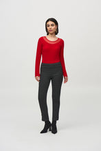 Load image into Gallery viewer, Joseph Ribkoff Lipstick Red Silky Knit and Mesh Fitted Top
