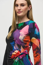 Load image into Gallery viewer, Joseph Ribkoff Black Multi Silky Knit Abstract Placement Print Top
