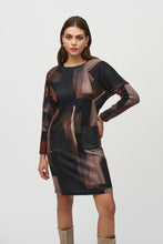 Load image into Gallery viewer, Joseph Ribkoff Multi Sweater Knit Abstract Print Dress With Pockets
