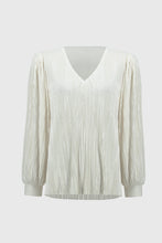 Load image into Gallery viewer, Joseph Ribkoff Off-White Pleated Knit Boxy V-Neck Top
