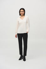 Load image into Gallery viewer, Joseph Ribkoff Off-White Pleated Knit Boxy V-Neck Top
