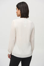 Load image into Gallery viewer, Joseph Ribkoff Off-White Pleated Knit Boxy V-Neck Top
