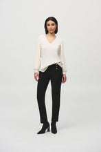 Load image into Gallery viewer, Joseph Ribkoff Off-White Pleated Knit Boxy V-Neck Top
