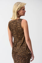 Load image into Gallery viewer, Joseph Ribkoff Beige Black Satin Sleeveless Cowl Neck Animal Print Top
