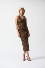 Load image into Gallery viewer, Joseph Ribkoff Beige Black Satin Sleeveless Cowl Neck Animal Print Top
