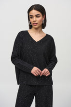 Load image into Gallery viewer, Joseph Ribkoff Black Sequined Sweater Knit Boxy Top
