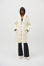 Load image into Gallery viewer, Joseph Ribkoff Vanilla Sweater Knit and Faux Fur Hooded Coat
