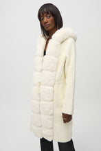 Load image into Gallery viewer, Joseph Ribkoff Vanilla Sweater Knit and Faux Fur Hooded Coat
