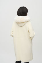 Load image into Gallery viewer, Joseph Ribkoff Vanilla Sweater Knit and Faux Fur Hooded Coat
