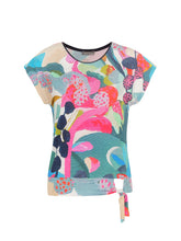 Load image into Gallery viewer, Dolcezza &quot;Rumba&quot; Multi-Colour Print Cap Sleeve Top with Tie
