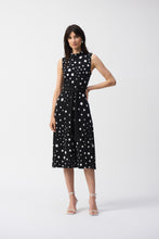 Load image into Gallery viewer, Joseph Ribkoff Parchment Black Vanilla Silky Knit Dot Print Sleeveless Fit And Flare Dress
