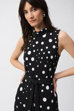 Load image into Gallery viewer, Joseph Ribkoff Parchment Black Vanilla Silky Knit Dot Print Sleeveless Fit And Flare Dress
