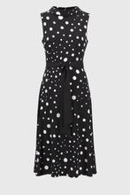 Load image into Gallery viewer, Joseph Ribkoff Parchment Black Vanilla Silky Knit Dot Print Sleeveless Fit And Flare Dress
