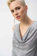 Load image into Gallery viewer, Joseph Ribkoff Grey Silver Foiled Melange Knit Sleeveless Cowl Neck Top
