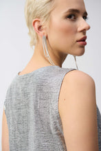 Load image into Gallery viewer, Joseph Ribkoff Grey Silver Foiled Melange Knit Sleeveless Cowl Neck Top
