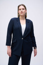 Load image into Gallery viewer, Joseph Ribkoff Midnight Blue Seersucker Straight Blazer
