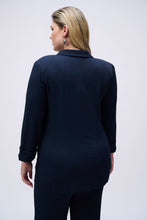 Load image into Gallery viewer, Joseph Ribkoff Midnight Blue Seersucker Straight Blazer
