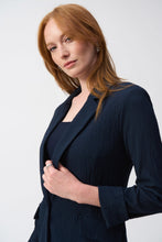 Load image into Gallery viewer, Joseph Ribkoff Midnight Blue Seersucker Straight Blazer
