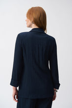 Load image into Gallery viewer, Joseph Ribkoff Midnight Blue Seersucker Straight Blazer
