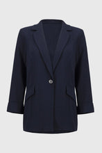 Load image into Gallery viewer, Joseph Ribkoff Midnight Blue Seersucker Straight Blazer
