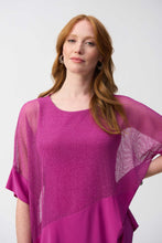 Load image into Gallery viewer, Joseph Ribkoff Purple Orchid Mesh And Silky Knit Cocoon Top
