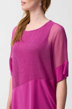 Load image into Gallery viewer, Joseph Ribkoff Purple Orchid Mesh And Silky Knit Cocoon Top
