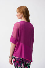 Load image into Gallery viewer, Joseph Ribkoff Purple Orchid Mesh And Silky Knit Cocoon Top
