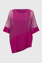 Load image into Gallery viewer, Joseph Ribkoff Purple Orchid Mesh And Silky Knit Cocoon Top
