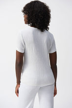 Load image into Gallery viewer, Joseph Ribkoff Puckered Knit Fitted Short Sleeve Crew Neck Top in Vanilla or Black
