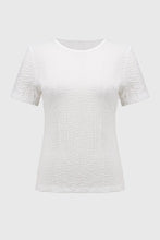 Load image into Gallery viewer, Joseph Ribkoff Puckered Knit Fitted Short Sleeve Crew Neck Top in Vanilla or Black
