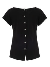 Load image into Gallery viewer, Dolcezza “Time for a Martini” Cap Sleeve Black &amp; White Print Round Neck Top
