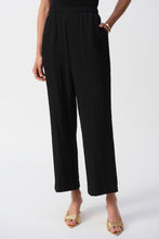 Load image into Gallery viewer, Joseph Ribkoff Black Seersucker Wide Leg Pull-On Pants
