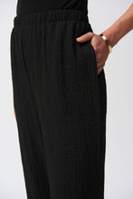 Load image into Gallery viewer, Joseph Ribkoff Black Seersucker Wide Leg Pull-On Pants
