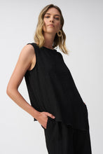 Load image into Gallery viewer, Joseph Ribkoff Black Seersucker Asymmetrical Sleeveless Top
