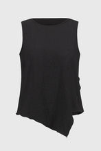 Load image into Gallery viewer, Joseph Ribkoff Black Seersucker Asymmetrical Sleeveless Top
