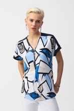 Load image into Gallery viewer, Joseph Ribkoff Vanilla Multi Silky Knit Geometric Print Straight Top
