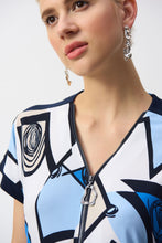 Load image into Gallery viewer, Joseph Ribkoff Vanilla Multi Silky Knit Geometric Print Straight Top
