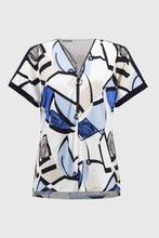 Load image into Gallery viewer, Joseph Ribkoff Vanilla Multi Silky Knit Geometric Print Straight Top
