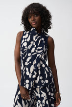 Load image into Gallery viewer, Joseph Ribkoff Midnight Blue Beige Silky Knit Abstract Print Sleeveless Top
