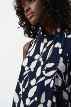 Load image into Gallery viewer, Joseph Ribkoff Midnight Blue Beige Silky Knit Abstract Print Sleeveless Top
